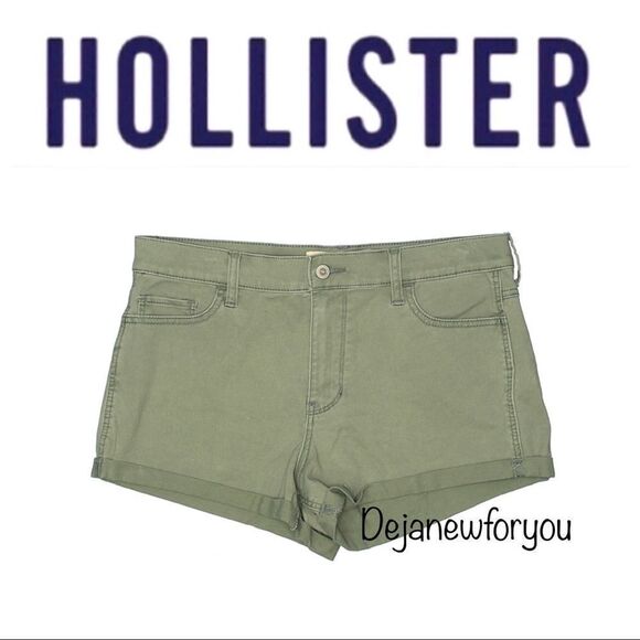 HOLLISTER SHORT SHORT HIGH RISE ARMY GREEN SHORTS - Picture 1 of 3